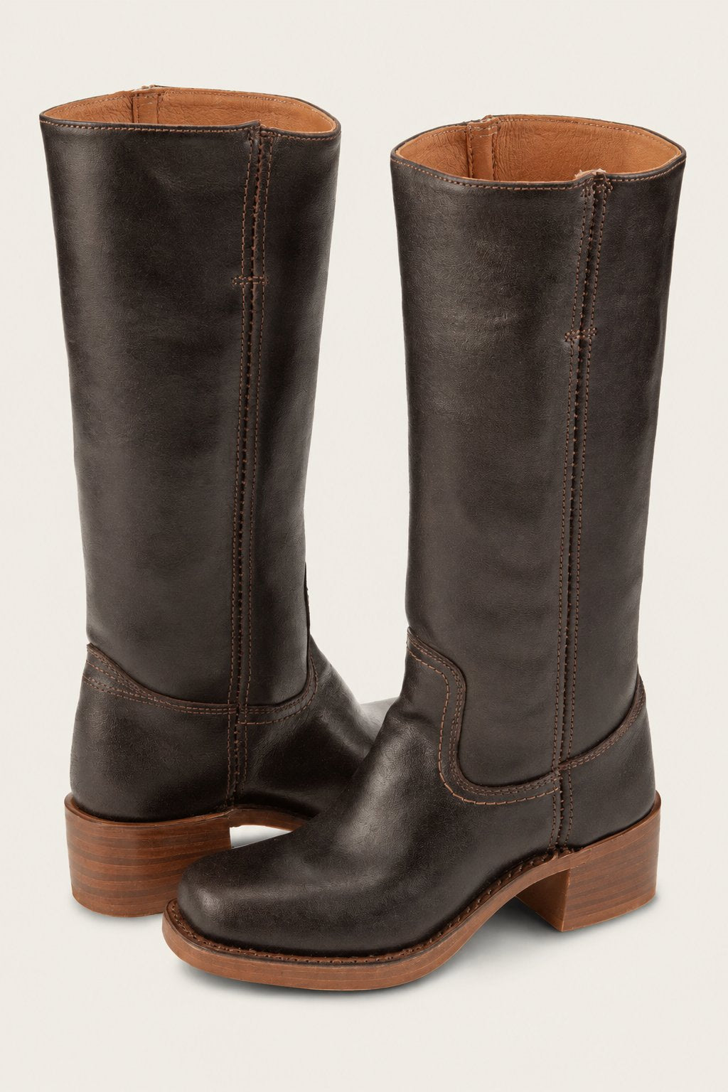 Nina | Dames Kniehoge Leren Slim-Fit Laarzen Gestructureerde Zool