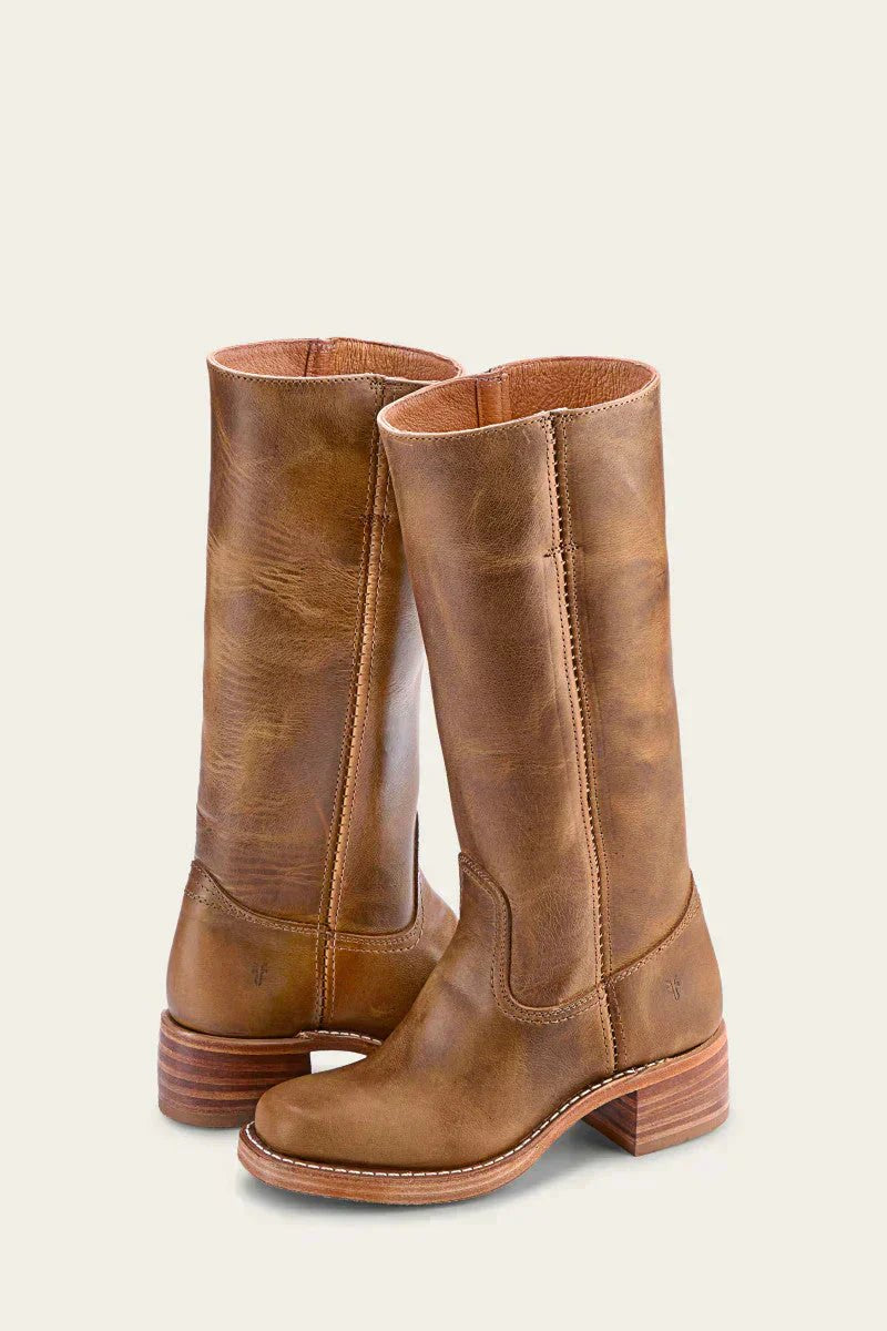 Nina | Dames Kniehoge Leren Slim-Fit Laarzen Gestructureerde Zool