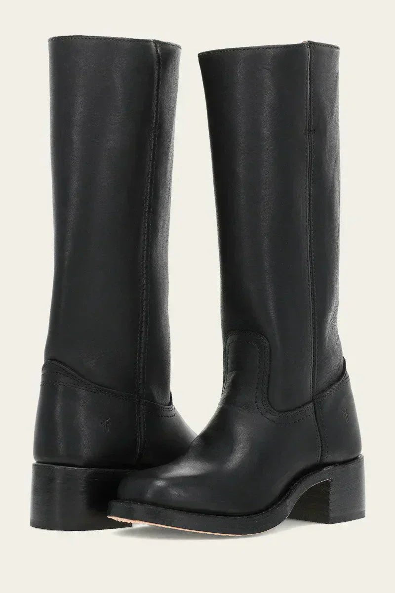 Nina | Dames Kniehoge Leren Slim-Fit Laarzen Gestructureerde Zool