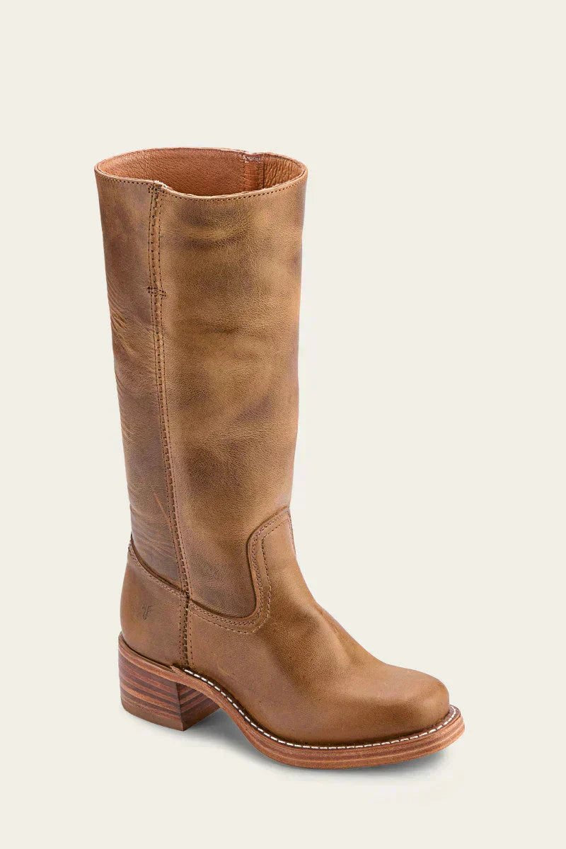Nina | Dames Kniehoge Leren Slim-Fit Laarzen Gestructureerde Zool