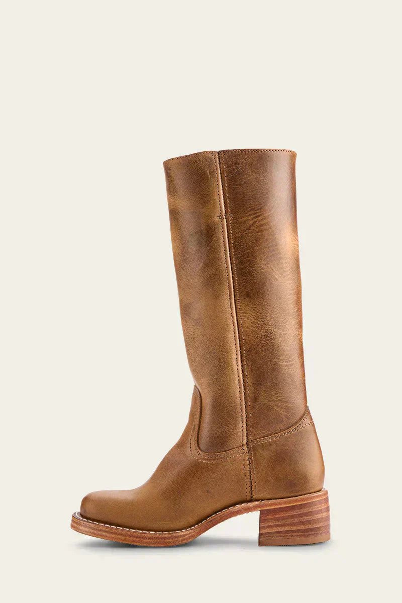 Nina | Dames Kniehoge Leren Slim-Fit Laarzen Gestructureerde Zool