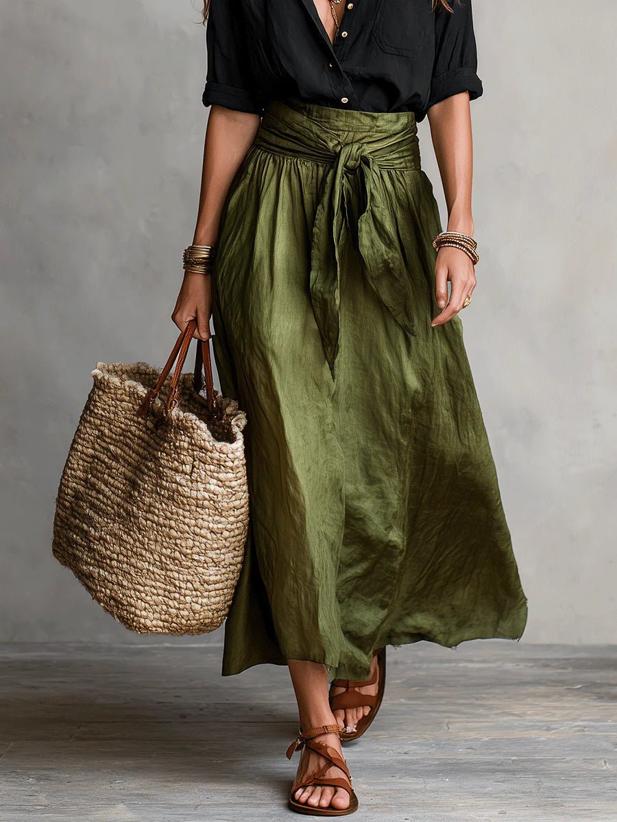 Anna | Dames Knoop Twee-Delige Set Hoge Taille Maxi
