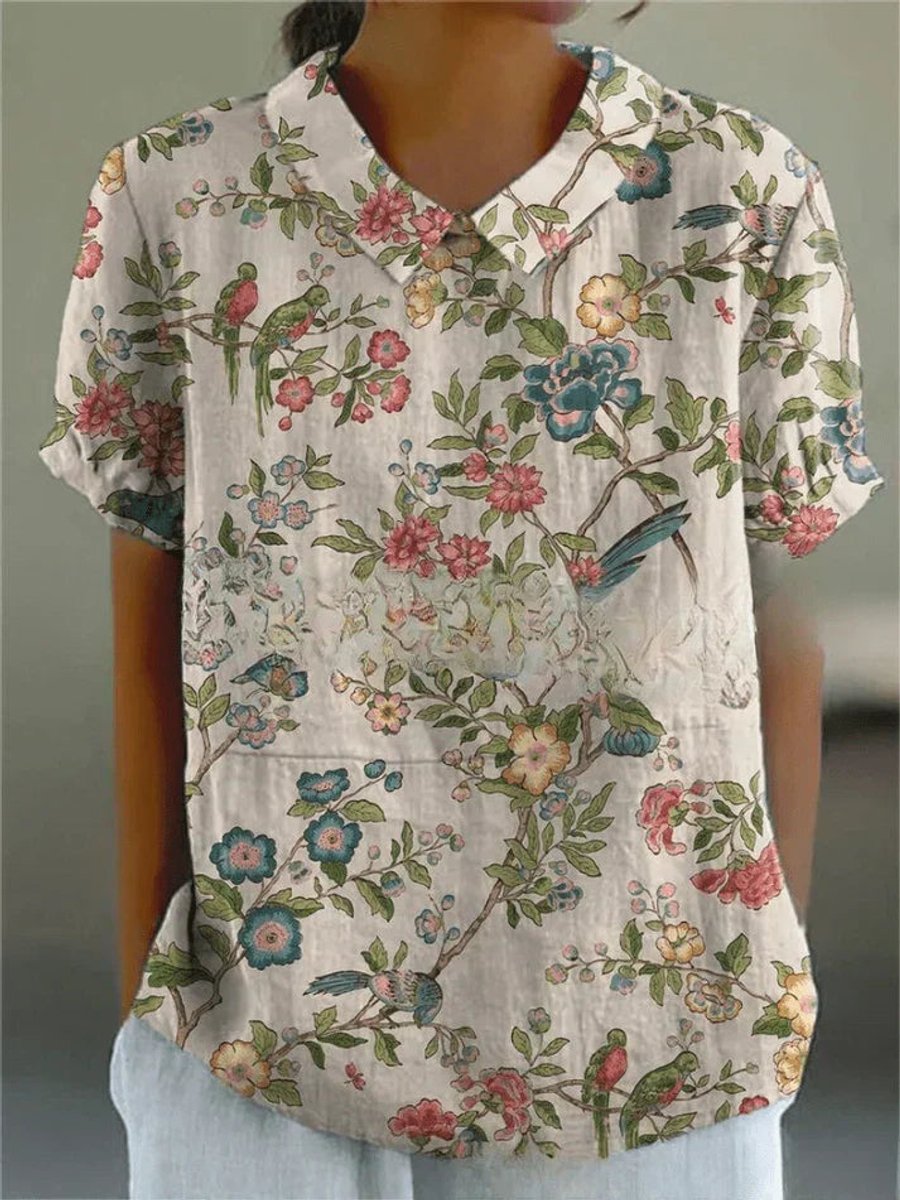 Sophie | Dames Korte Mouw Bloemenprint Casual Blouse