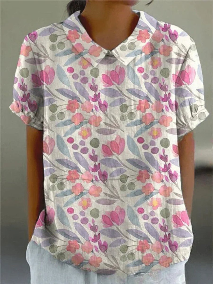 Sophie | Dames Korte Mouw Bloemenprint Casual Blouse