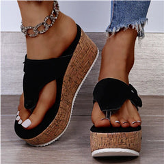 Tessa | Dames Kurk Sleehak Comfortabele Sandalen Teenslippers Gesp
