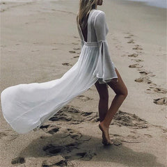 Sara | Dames Lange Open-Rug Maxi Tunic Strandkimono Vloeiend
