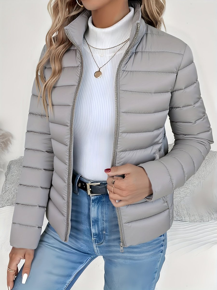 Lieke | Dames Lichtgewicht Gevoerde Winterjas Slim-Fit Staande Kraag