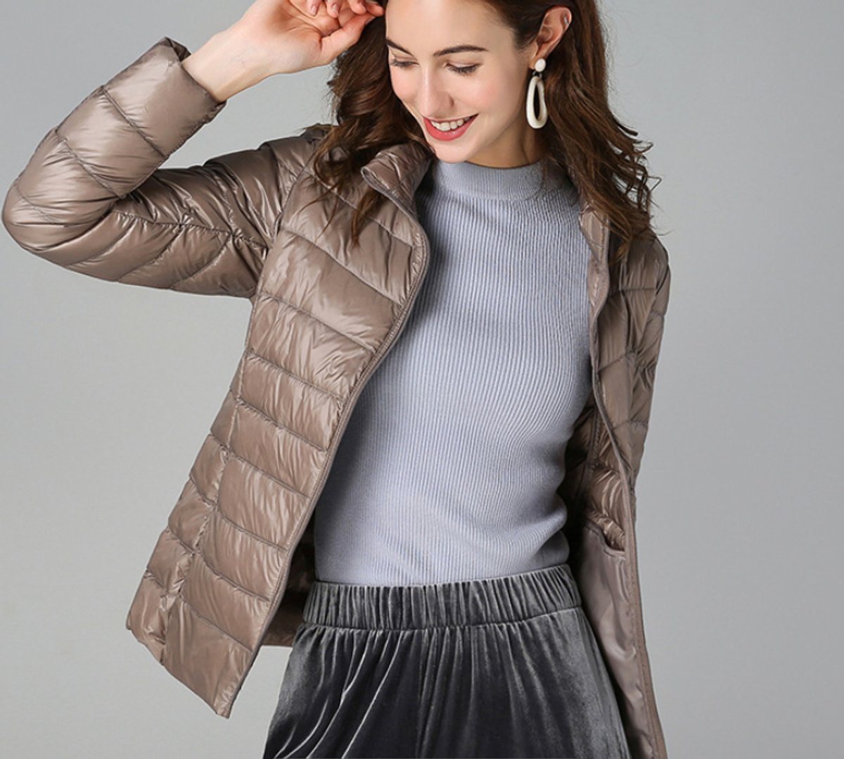 Lieke | Dames Lichtgewicht Gevoerde Winterjas Slim-Fit Staande Kraag