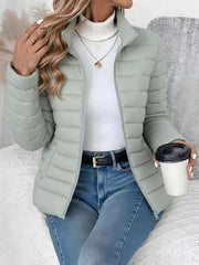 Lieke | Dames Lichtgewicht Gevoerde Winterjas Slim-Fit Staande Kraag