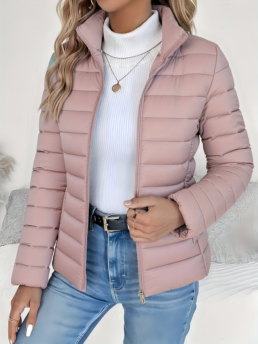 Lieke | Dames Lichtgewicht Gevoerde Winterjas Slim-Fit Staande Kraag