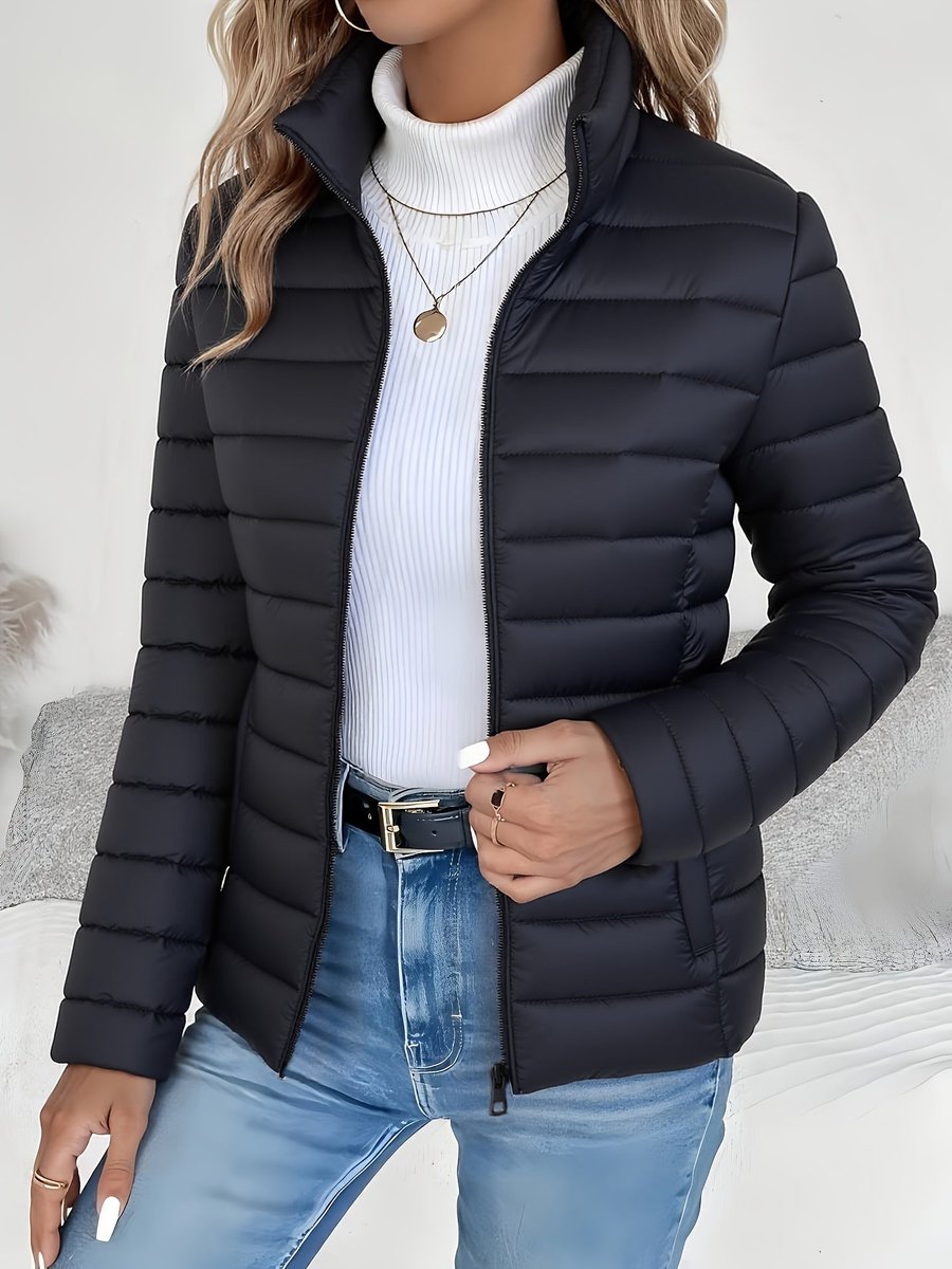 Lieke | Dames Lichtgewicht Gevoerde Winterjas Slim-Fit Staande Kraag