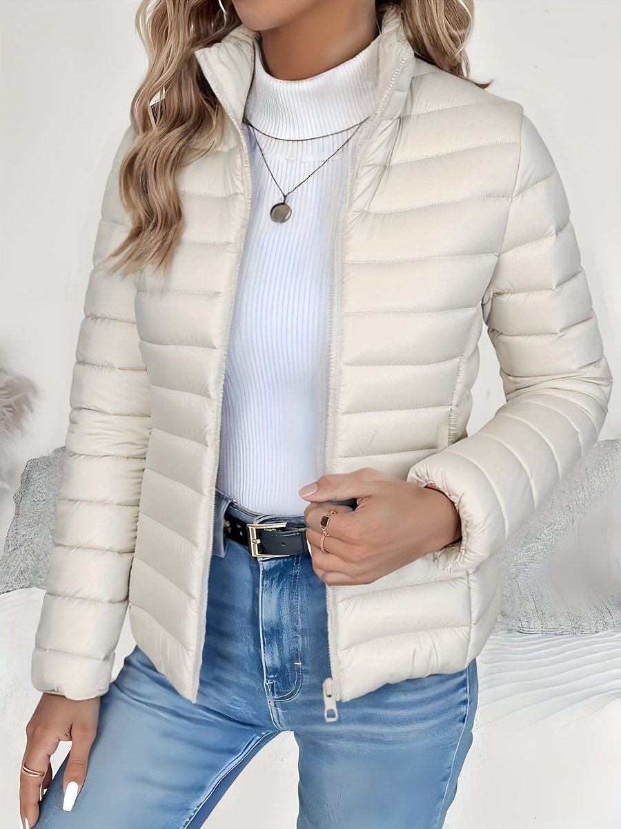 Lieke | Dames Lichtgewicht Gevoerde Winterjas Slim-Fit Staande Kraag