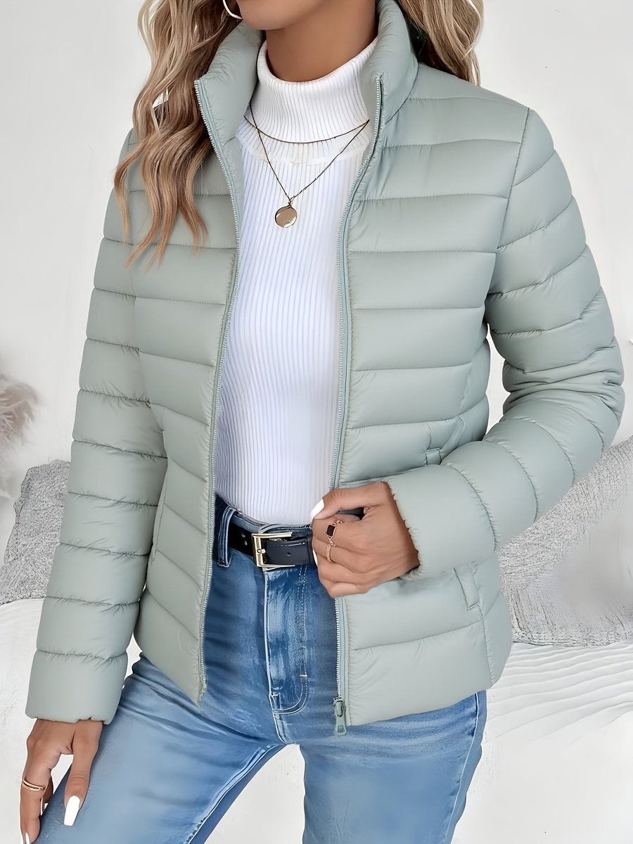 Lieke | Dames Lichtgewicht Gevoerde Winterjas Slim-Fit Staande Kraag