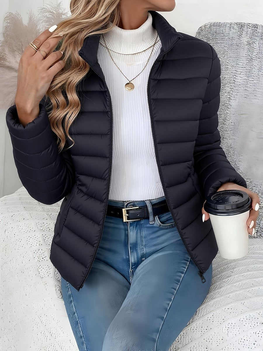 Lieke | Dames Lichtgewicht Gevoerde Winterjas Slim-Fit Staande Kraag