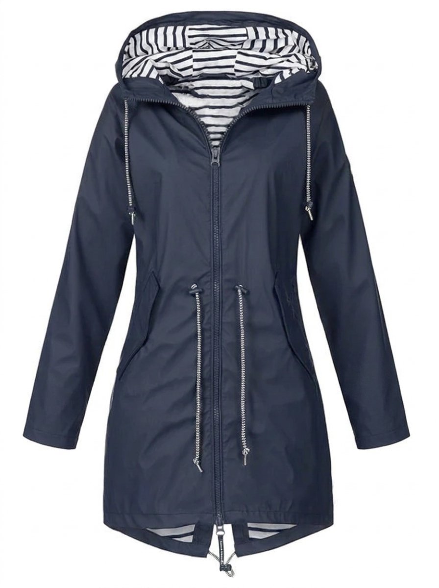 Nina | Dames Lichtgewicht Hooded Regenjas Ritssluiting Trekkoord Women Coat