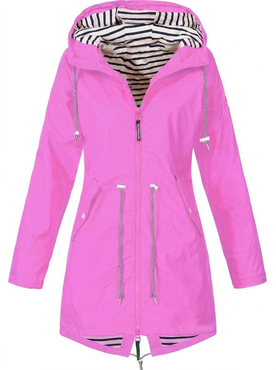 Nina | Dames Lichtgewicht Hooded Regenjas Ritssluiting Trekkoord Women Coat