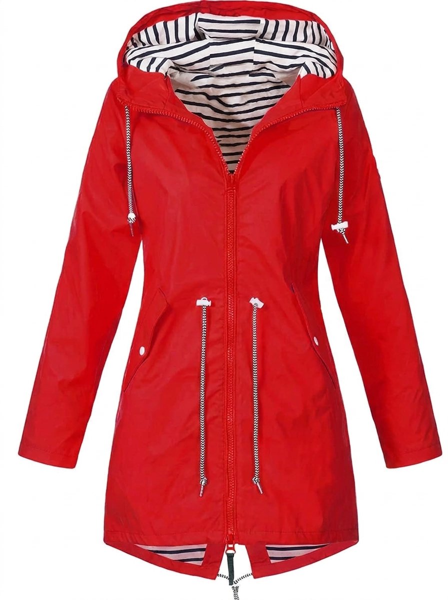 Nina | Dames Lichtgewicht Hooded Regenjas Ritssluiting Trekkoord Women Coat