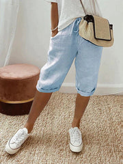 Femke | Dames Linnen Bermuda Shorts met Trekkoord