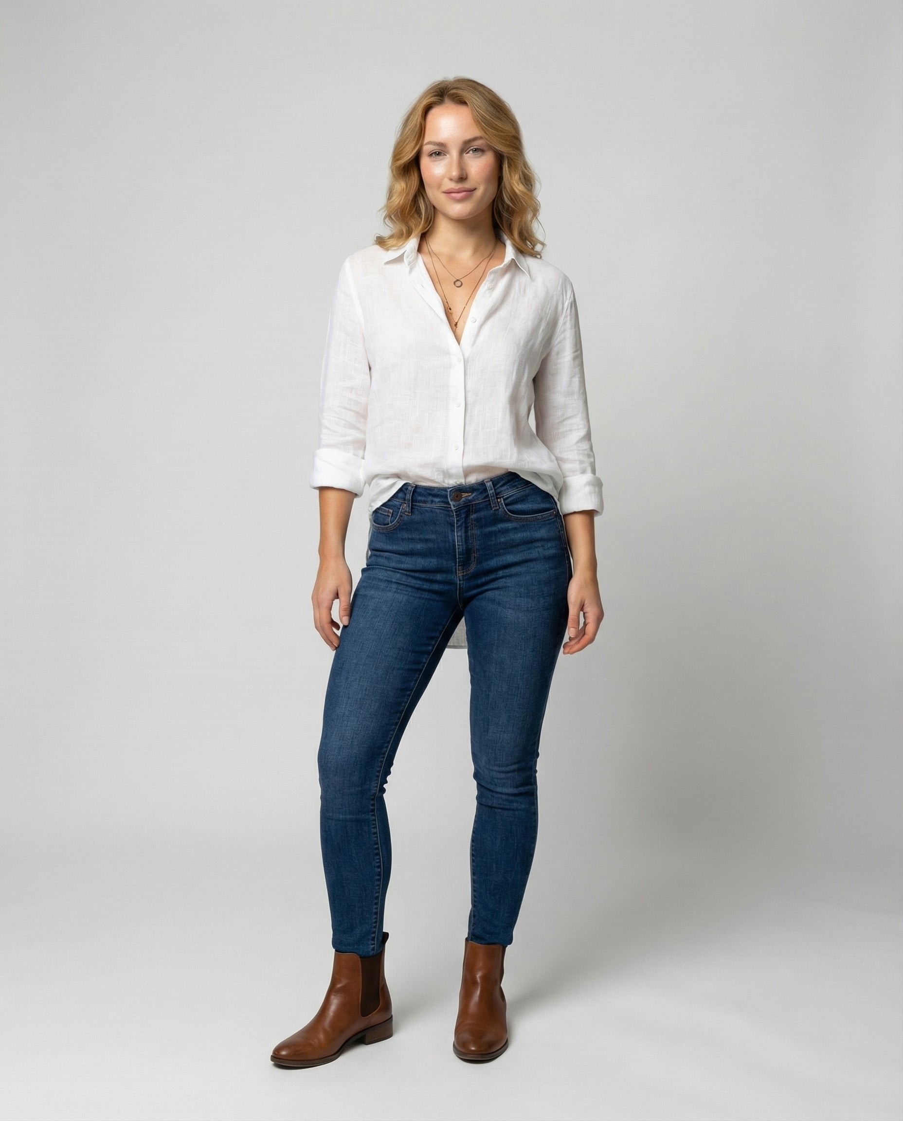 Sophie | Dames Linnen Blouse Driekwart Mouwen Klassieke Kraag