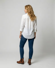 Sophie | Dames Linnen Blouse Driekwart Mouwen Klassieke Kraag