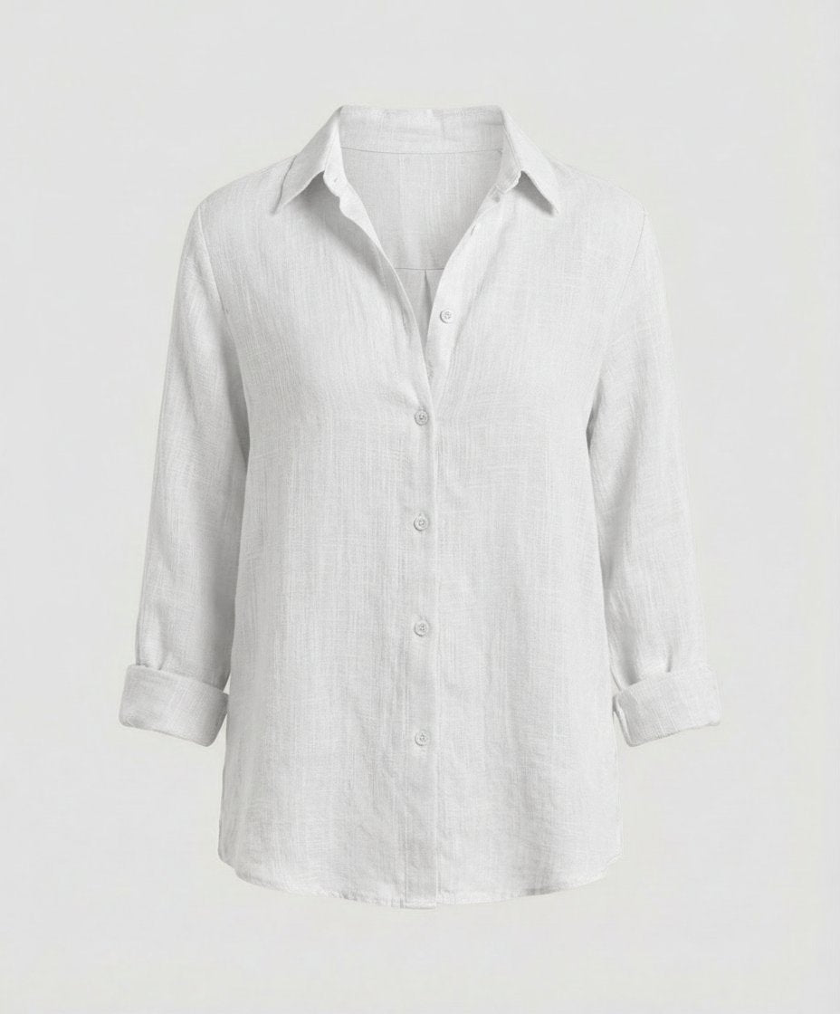 Sophie | Dames Linnen Blouse Driekwart Mouwen Klassieke Kraag