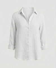 Sophie | Dames Linnen Blouse Driekwart Mouwen Klassieke Kraag