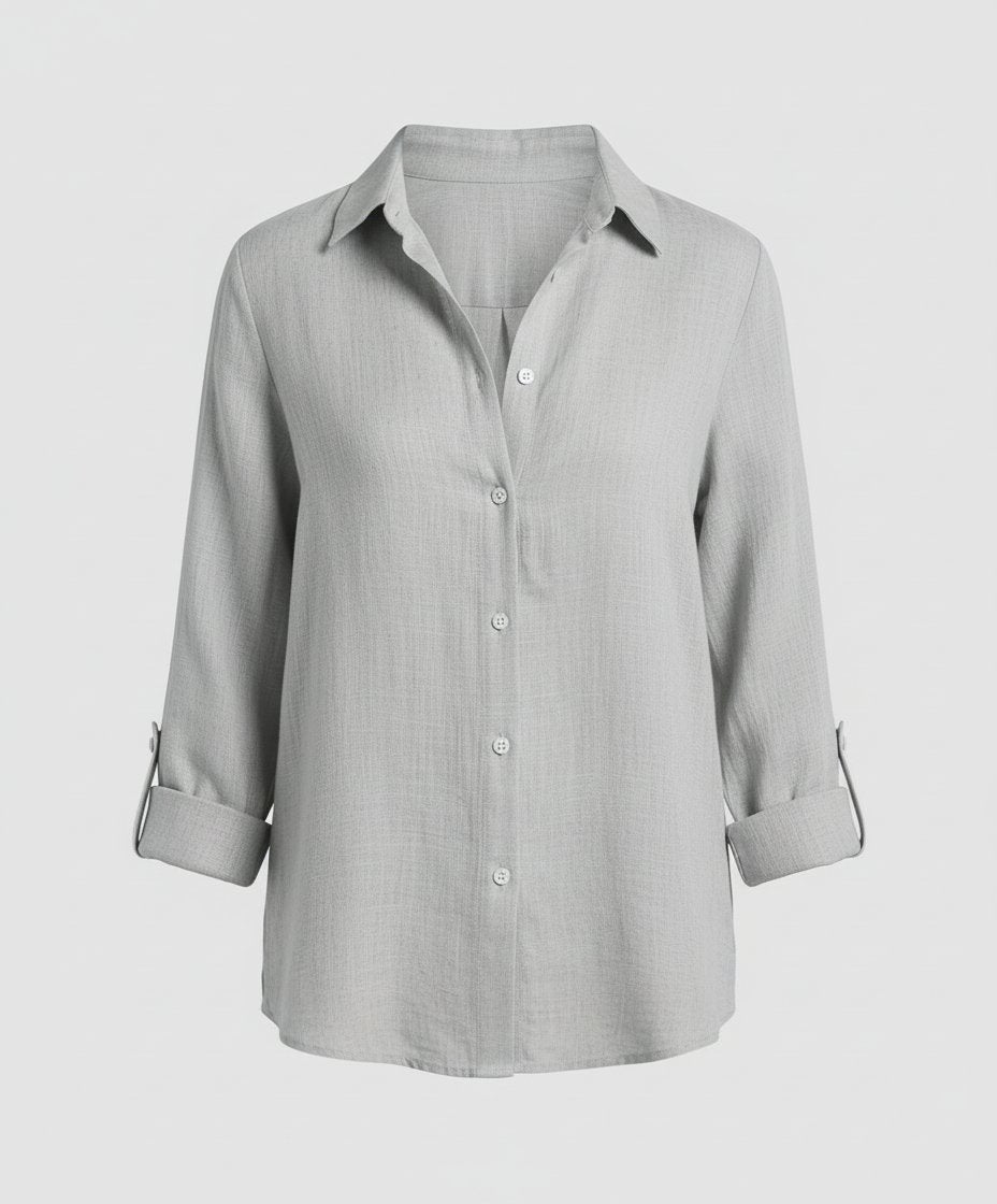 Sophie | Dames Linnen Blouse Driekwart Mouwen Klassieke Kraag
