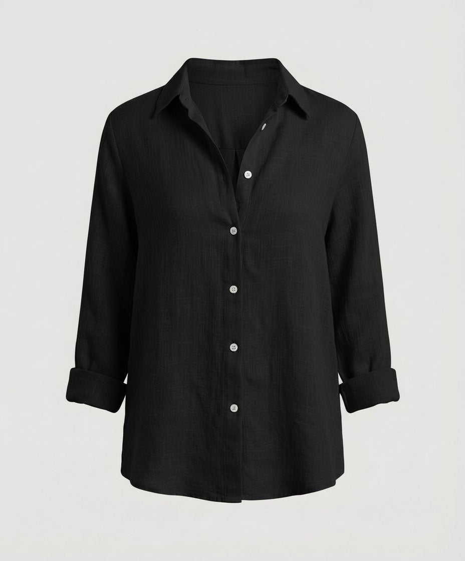 Sophie | Dames Linnen Blouse Driekwart Mouwen Klassieke Kraag