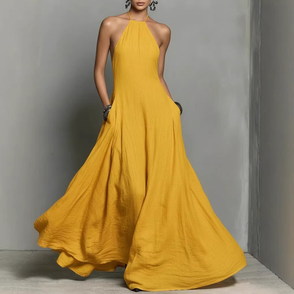 Femke | Dames Linnen Halter Maxi Jurk