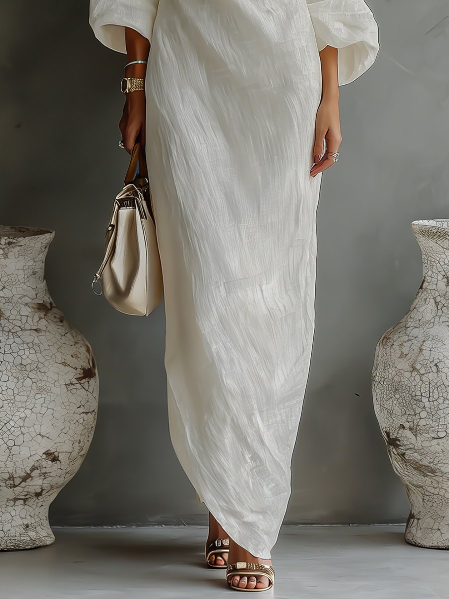 Lisa | Dames Linnen One-Shoulder Maxi Jurk