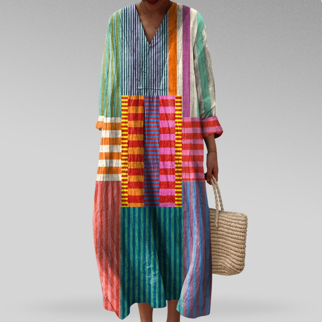 Elin | Dames Linnen Oversized V-hals Maxi Jurk