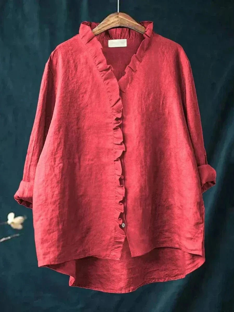 Elin | Dames Linnen Ruffle Blouse Relaxed-Fit