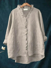Elin | Dames Linnen Ruffle Blouse Relaxed-Fit