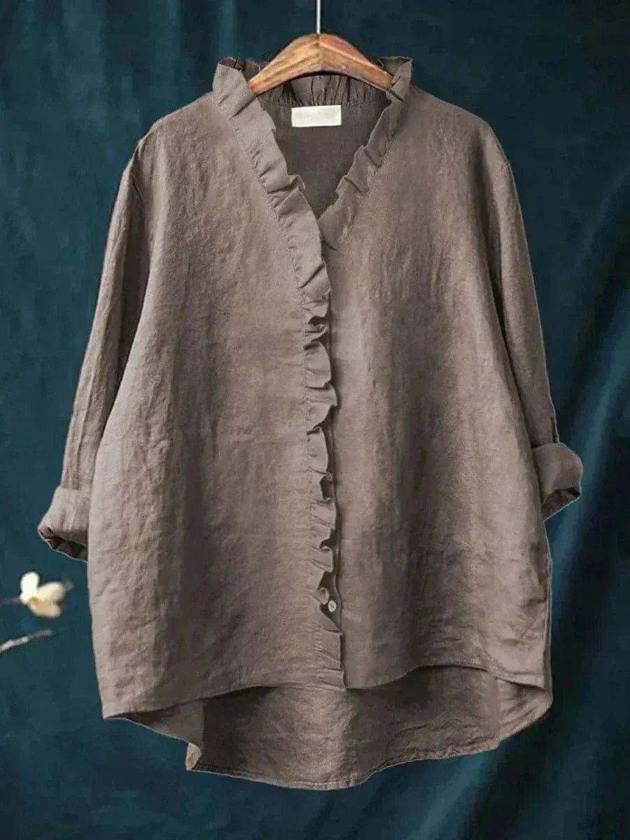 Elin | Dames Linnen Ruffle Blouse Relaxed-Fit