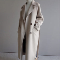 Lieke | Dames Longline Dubbelknoop Kasjmier Women Coat Oversized