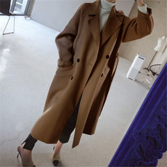 Lieke | Dames Longline Dubbelknoop Kasjmier Women Coat Oversized