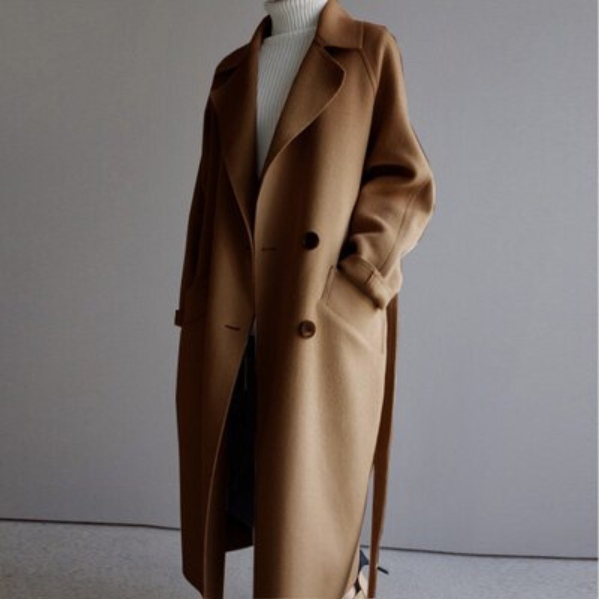 Lieke | Dames Longline Dubbelknoop Kasjmier Women Coat Oversized
