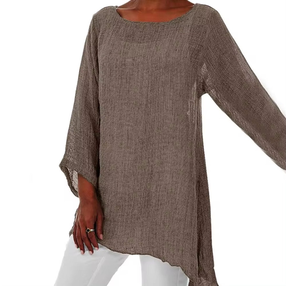 Sanne | Dames Luchtig Linnen Oversized Longsleeve Top