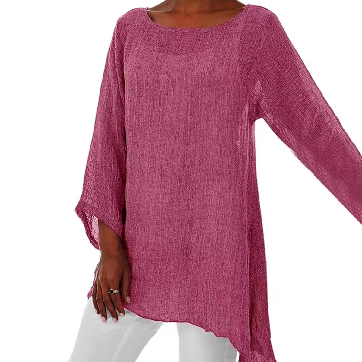 Sanne | Dames Luchtig Linnen Oversized Longsleeve Top