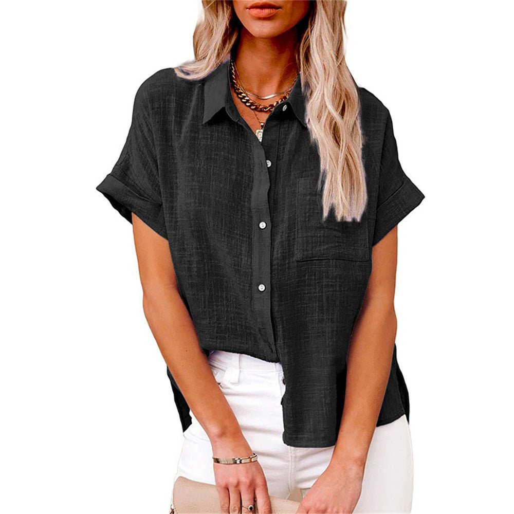 Roos | Dames Luchtige Korte Mouw Button-Down Blouse