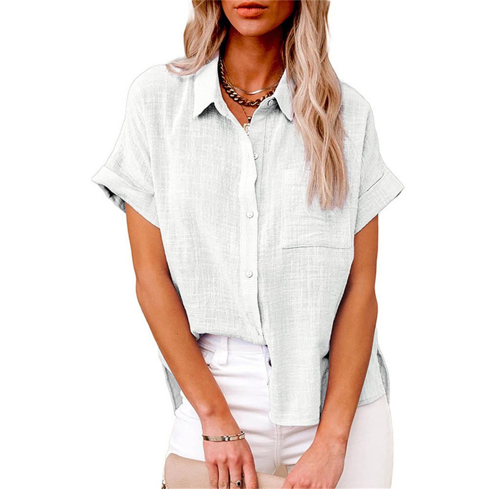 Roos | Dames Luchtige Korte Mouw Button-Down Blouse