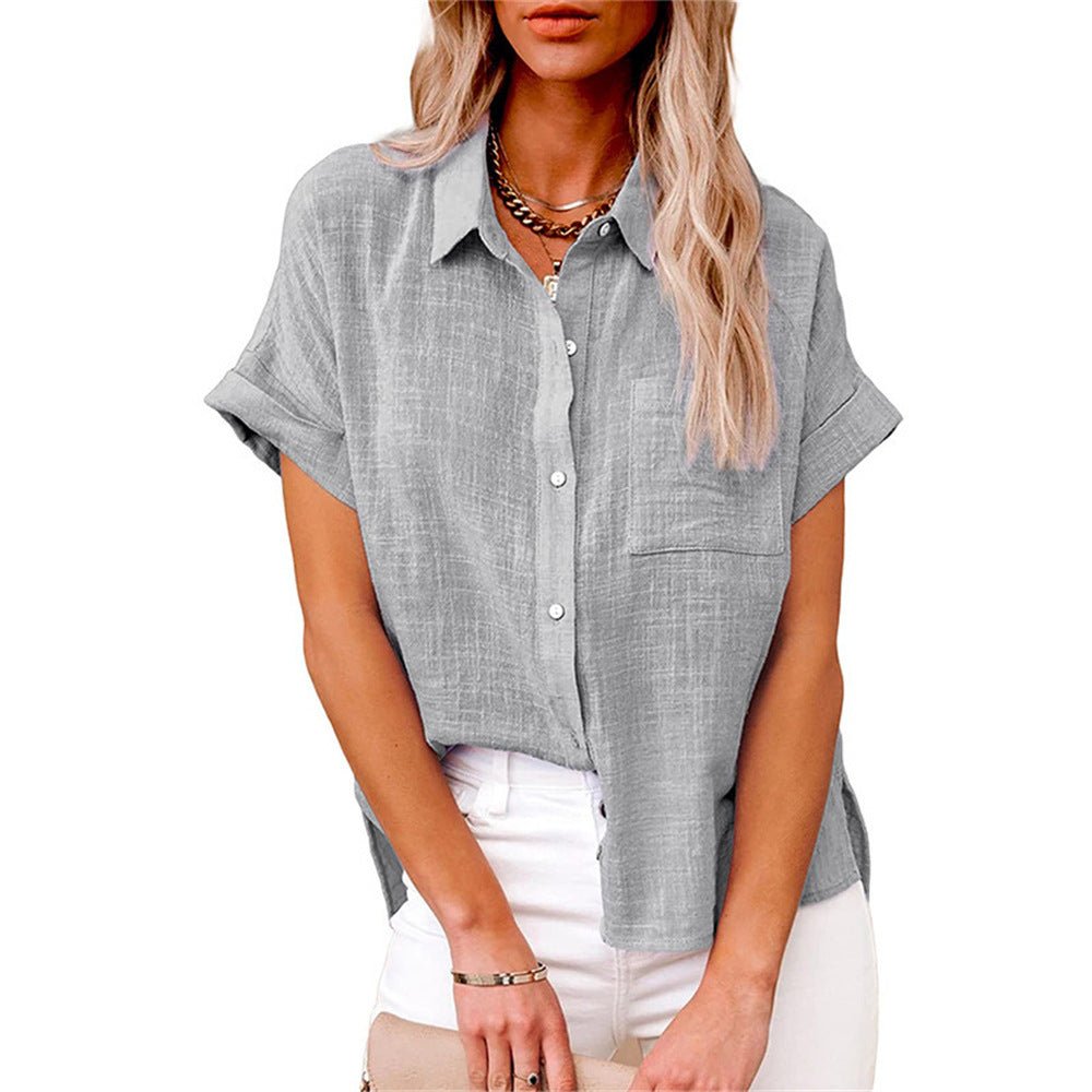 Roos | Dames Luchtige Korte Mouw Button-Down Blouse