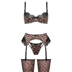 Elin | Dames Luipaardprint Kanten Lingerieset