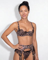 Elin | Dames Luipaardprint Kanten Lingerieset