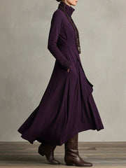 Mila | Dames Maxi Long Sleeve Dress Coltrui Asymmetrische Rok