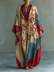 Lotte | Dames Maxi Long Sleeve Dress Vleermuismouw Japanse Pruimenbloesemprint