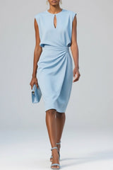 Sophie | Dames Midi-Jurk Sleutelgat Hals Ruches Detail