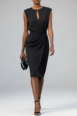 Sophie | Dames Midi-Jurk Sleutelgat Hals Ruches Detail