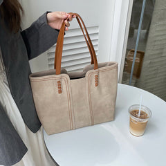 Mila | Dames Minimalistische Kunstleren Tote Bag Ruime Schoudertas
