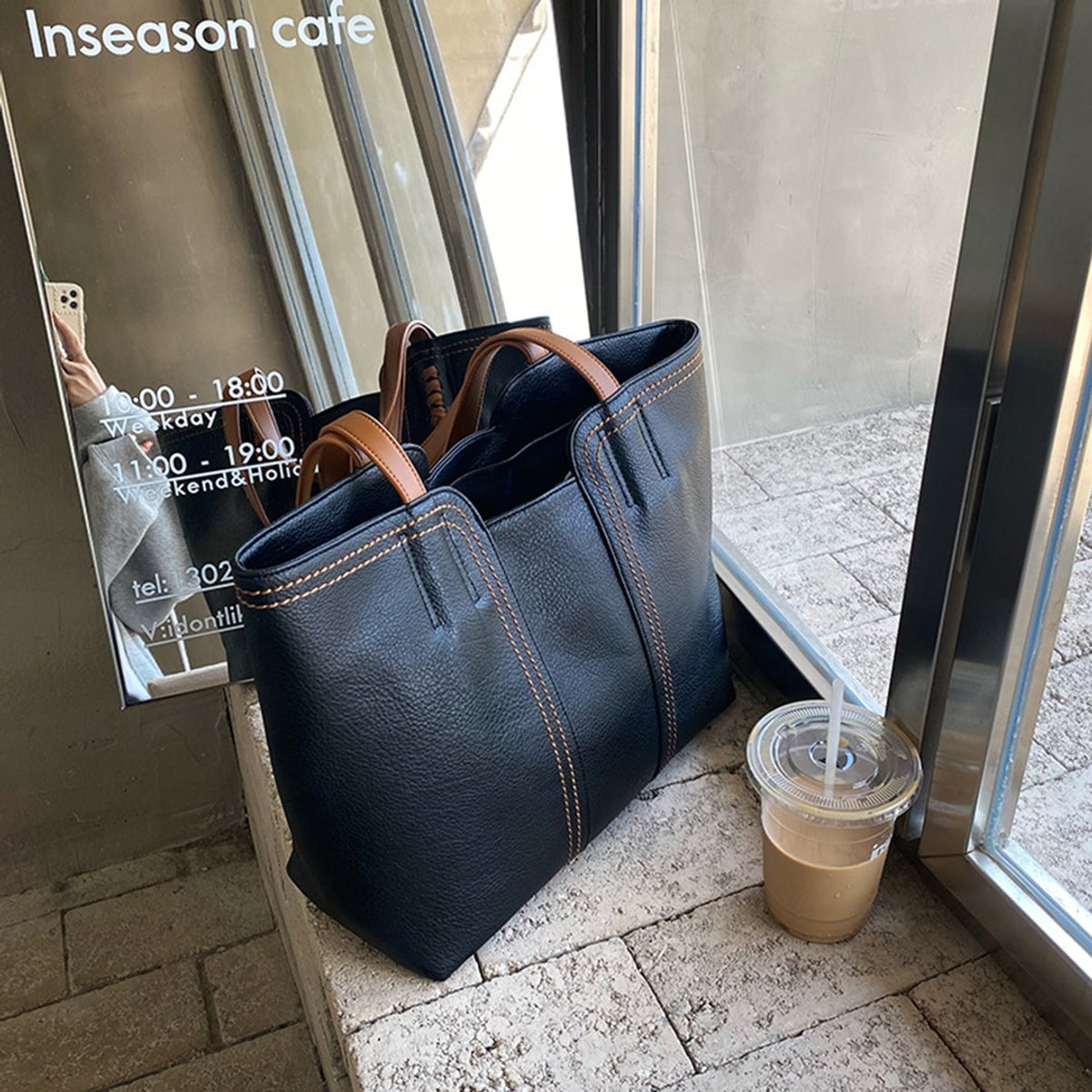Mila | Dames Minimalistische Kunstleren Tote Bag Ruime Schoudertas